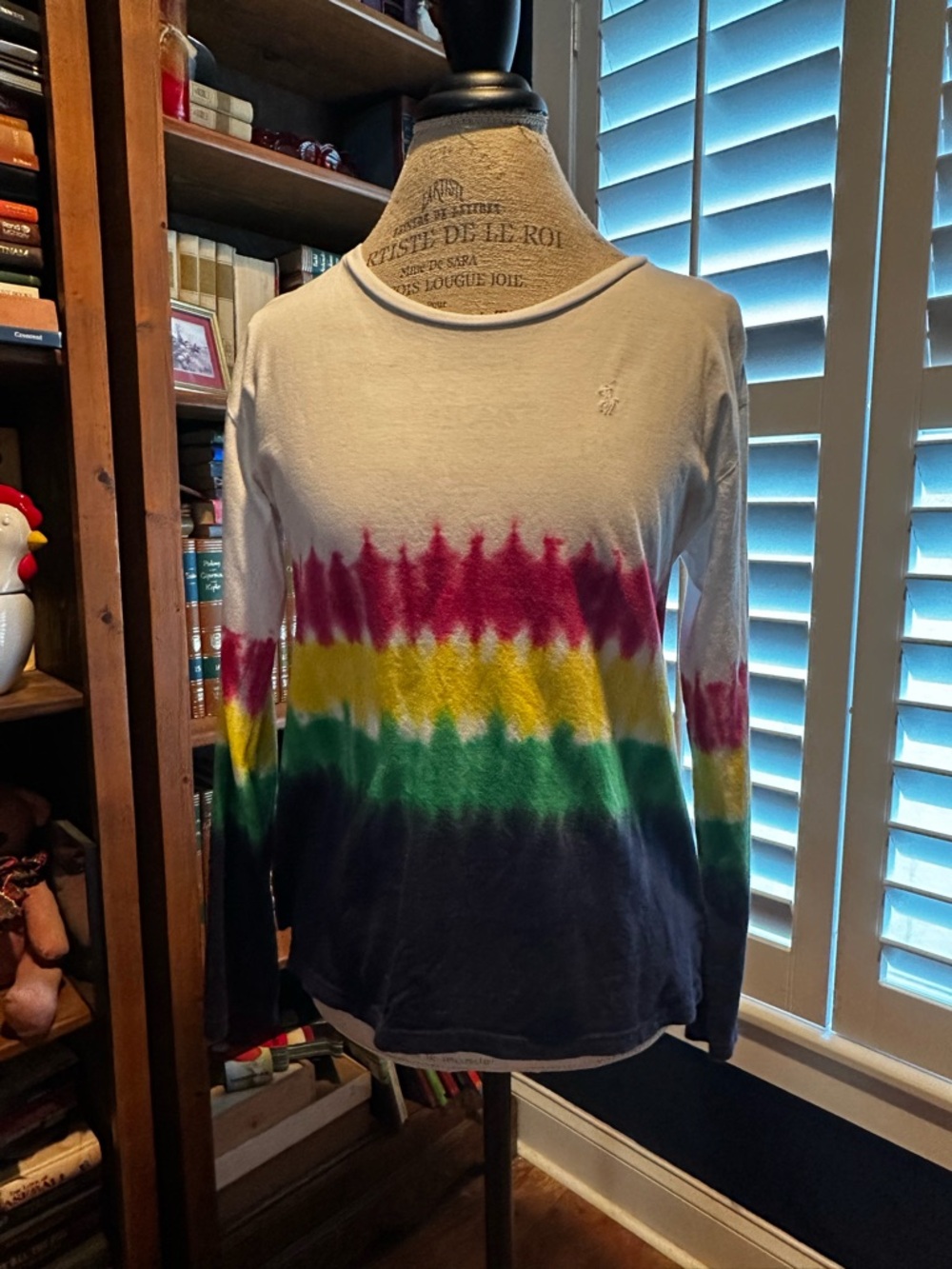 Polo by Ralph Lauren Cream Long-Sleeve Tie-Dye Stripe Crewneck